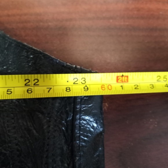 Leather Works Black Patchwork Motorcycle Biker Vest Men’s XL Snap Up - Picture 6 of 6